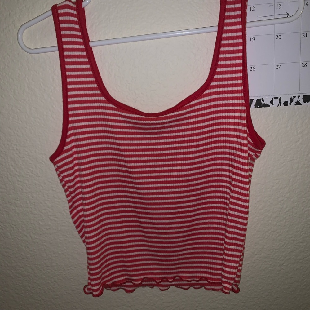 RED AND WHITE STRIPED TANK TOP